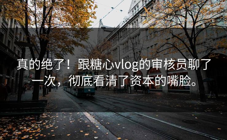 真的绝了！跟糖心vlog的审核员聊了一次，彻底看清了资本的嘴脸。