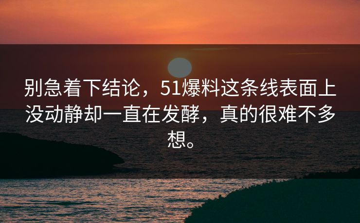 别急着下结论，51爆料这条线表面上没动静却一直在发酵，真的很难不多想。