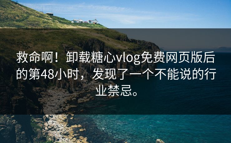 救命啊！卸载糖心vlog免费网页版后的第48小时，发现了一个不能说的行业禁忌。