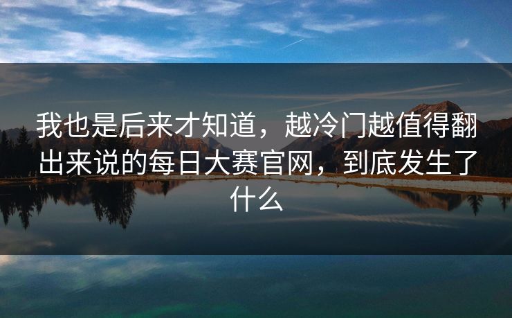 我也是后来才知道，越冷门越值得翻出来说的每日大赛官网，到底发生了什么