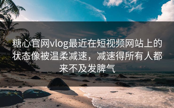 糖心官网vlog最近在短视频网站上的状态像被温柔减速，减速得所有人都来不及发脾气