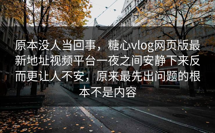 原本没人当回事，糖心vlog网页版最新地址视频平台一夜之间安静下来反而更让人不安，原来最先出问题的根本不是内容